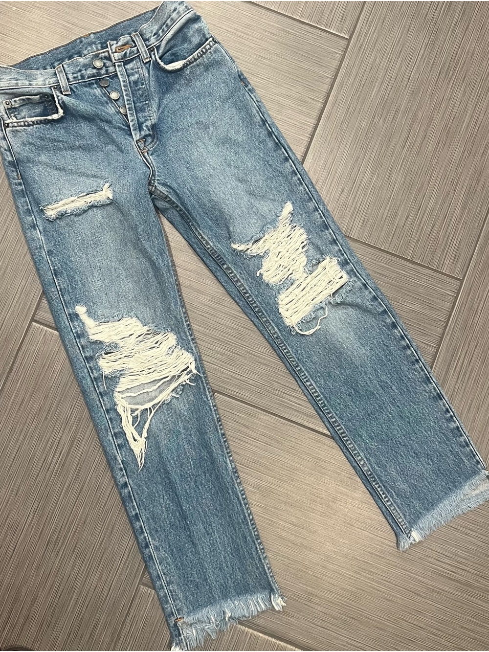 CARMAR brand jeans distressed/shark-bite ankle size 25
